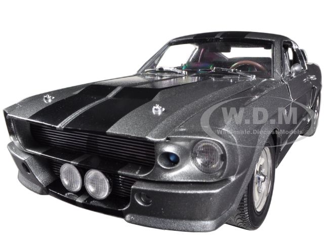 1967 Ford Mustang Custom "Eleanor" Gray Metallic with Black Stripes "Gone in 60 Seconds" (2000) Movie 1/18 Diecast Model Car by Greenlight