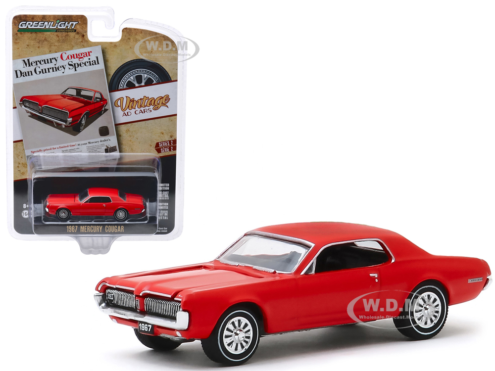 1967 Mercury Cougar Red "mercury Cougar Dan Gurney Special" "vintage Ad Cars" Series 2 1/64 Diecast Model Car By Greenlight