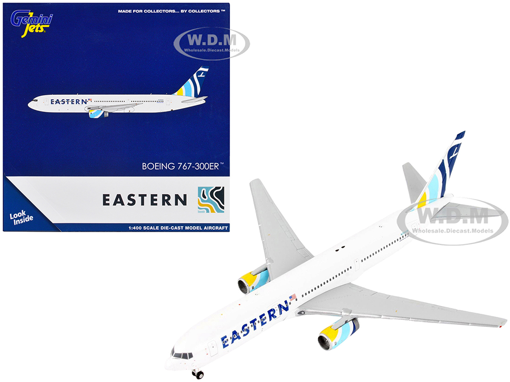 Boeing 767-300ER Commercial Aircraft Eastern Airlines White with Striped Tail 1/400 Diecast Model Airplane by GeminiJets