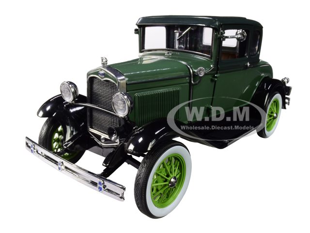 Image of 1931 Ford Model A Coupe Valley Green and Vagabond Green 1/18 Diecast Model Car by SunStar