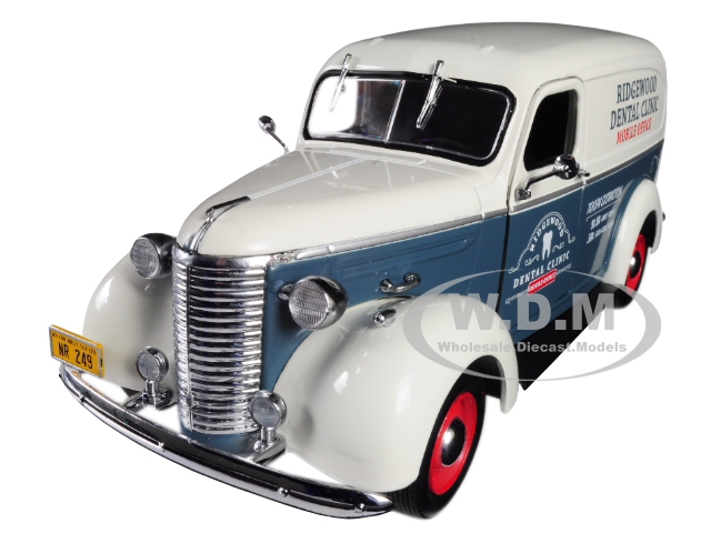 1939 Chevrolet Panel Truck "ridgewood Dental Clinic" "norman Rockwell Delivery Vehicles" Series Dark Gray And White 1/24 Diecast Model Car By Greenli