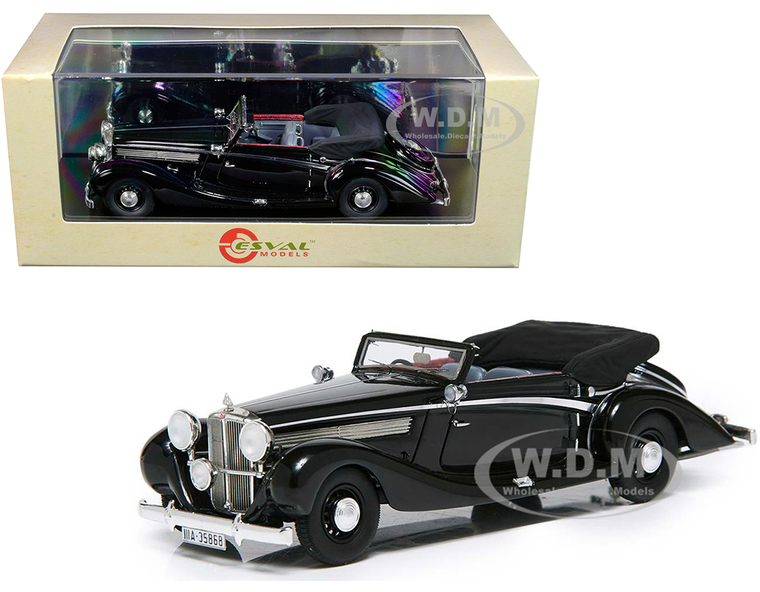 1938 Maybach SW38 Cabriolet A by Spohn (Top Down) Black Limited Edition to 250 pieces Worldwide 1/43 Model Car by Esval Models