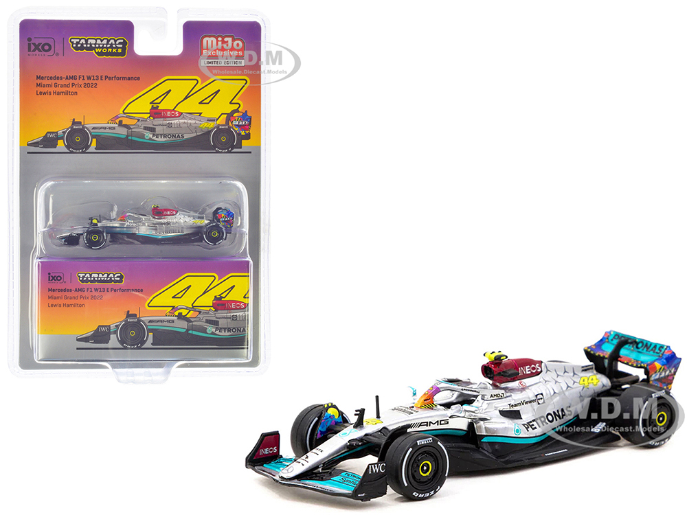 Mercedes-AMG F1 W13 E Performance #44 Lewis Hamilton Formula One F1 Miami GP (2022) Global64 Series 1/64 Diecast Model Car by Tarmac Works