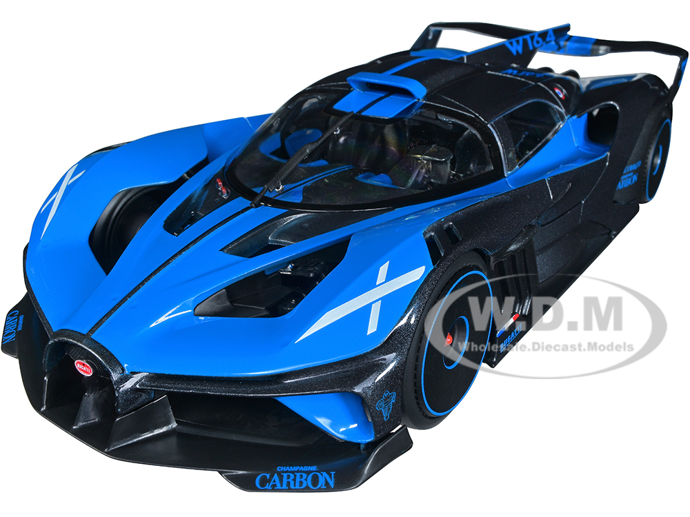 Bugatti Bolide Blue and Carbon Gray 1/18 Diecast Model Car by Bburago