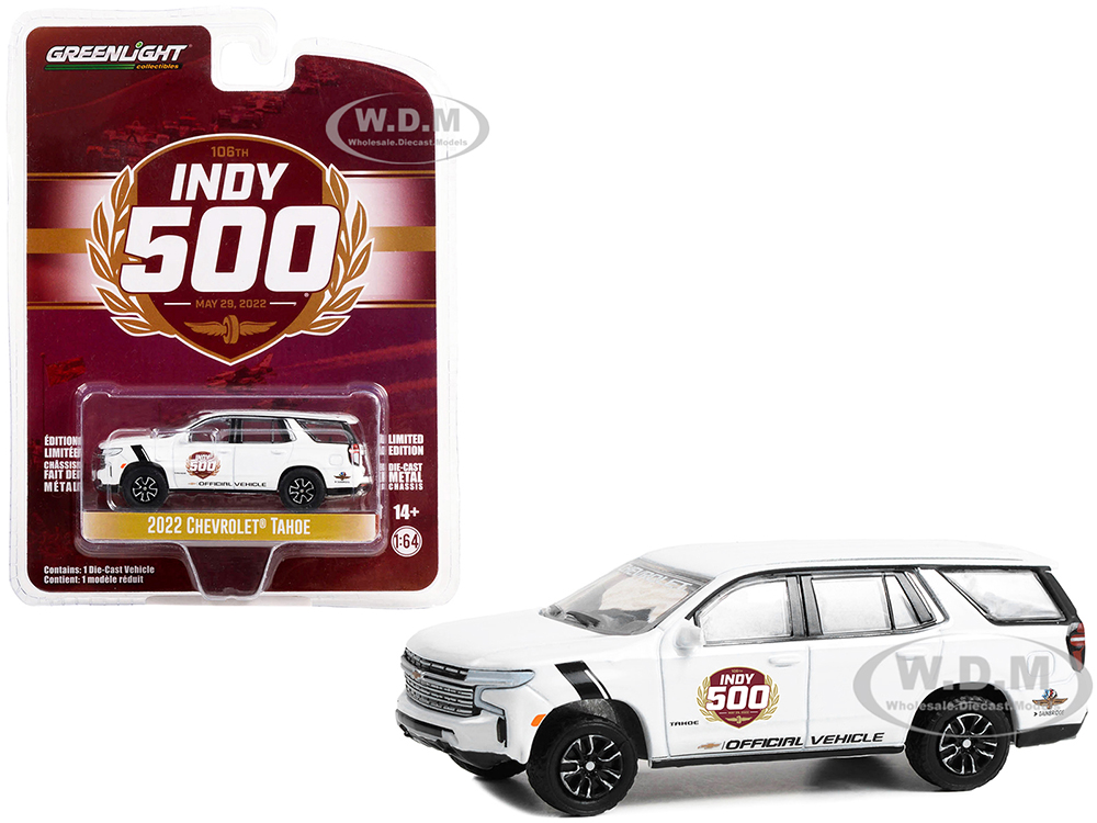 2022 Chevrolet Tahoe White 106th Running of the Indianapolis 500 Official Vehicle (2022) Anniversary Collection Series 15 1/64 Diecast Model Car by Greenlight