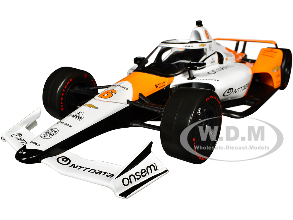 Dallara IndyCar #6 Felix Rosenqvist NTT DATA Arrow McLaren 60th Anniversary Triple Crown Accolade Indianapolis 500 Livery NTT IndyCar Series (2023) 1/18 Diecast Model Car by Greenlight