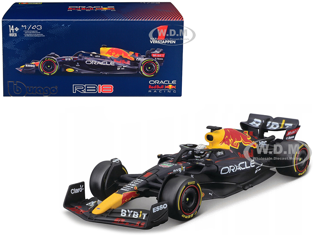 Red Bull Racing RB18 1 Max Verstappen "Formula One F1 World Championship" (2022) with Display Case 1/43 Diecast Model Car by Bburago