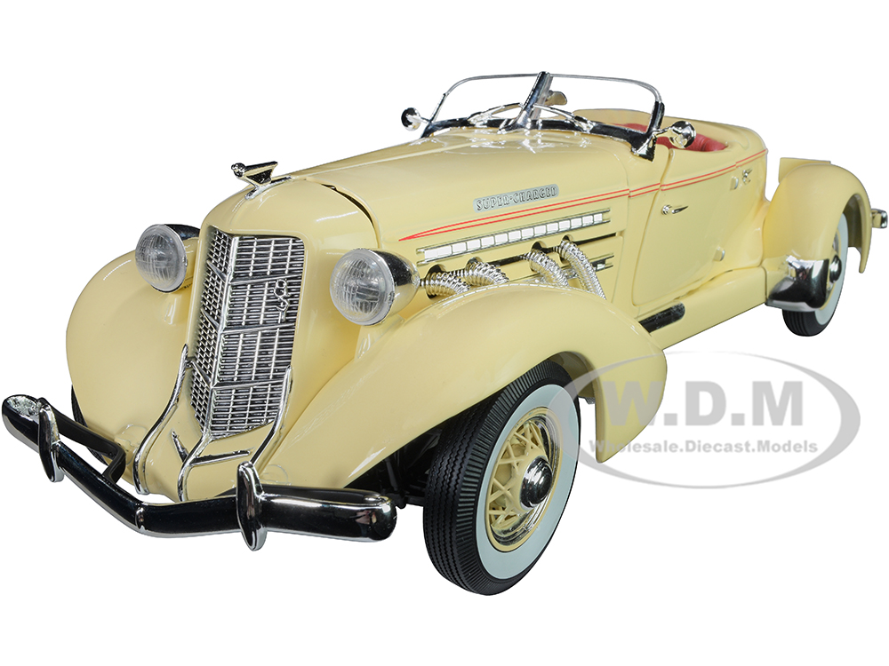 1935 Auburn 851 Speedster Cream with Red Interior 1/18 Diecast Model Car by Auto World
