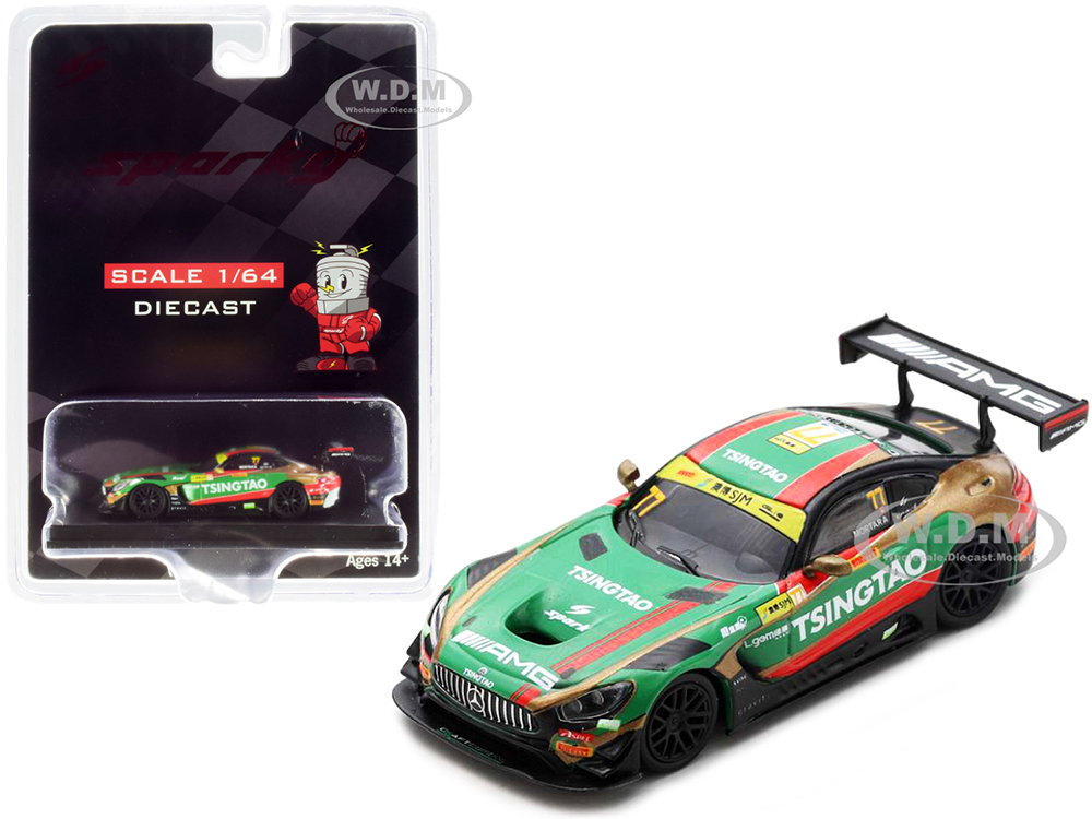 Mercedes-AMG GT3 77 Edoardo Mortara Mercedes-AMG Team Craft-Bamboo Racing FIA GT World Cup Macau (2019) 1/64 Diecast Model Car by Sparky