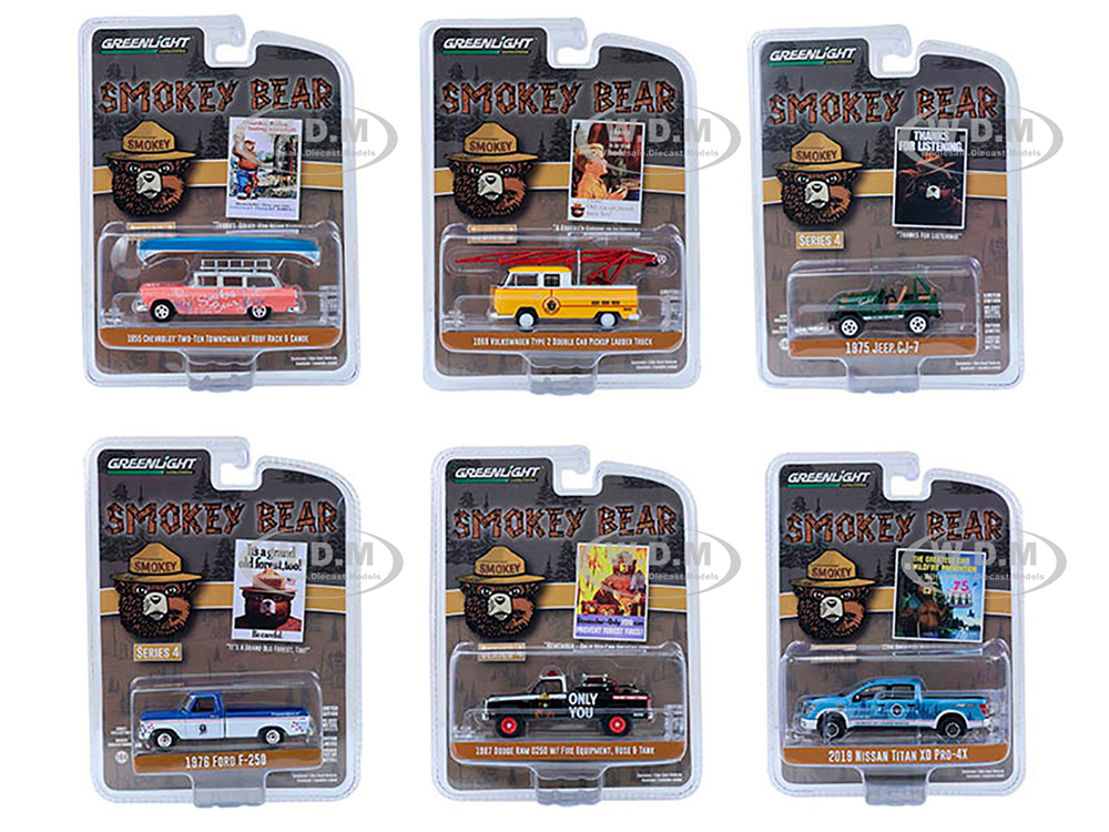 "Smokey Bear" Set of 6 Cars Series 4 1/64 Diecast Model Cars by Greenlight