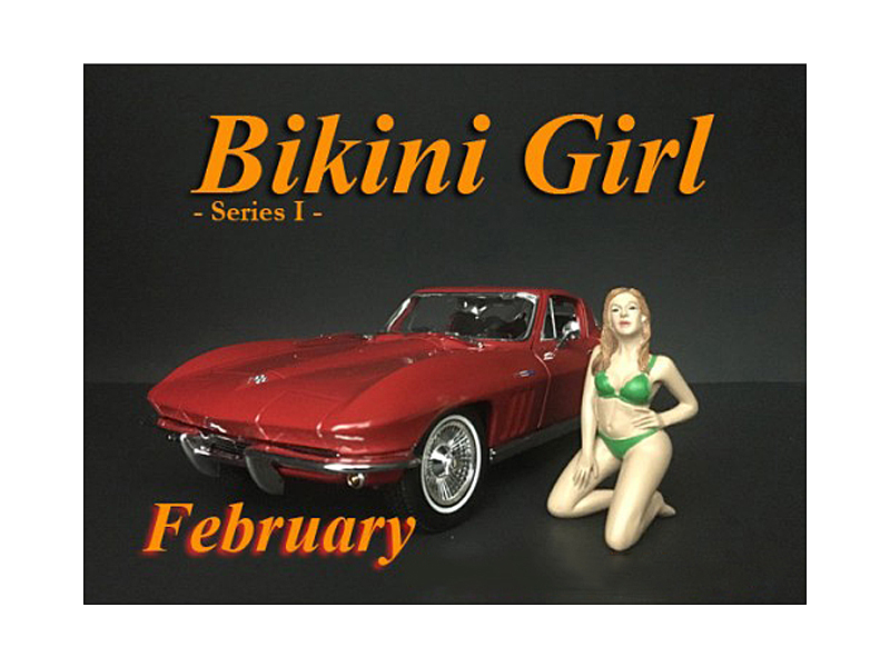 February Bikini Calendar Girl Figurine For 1/18 Scale Models By American Diorama