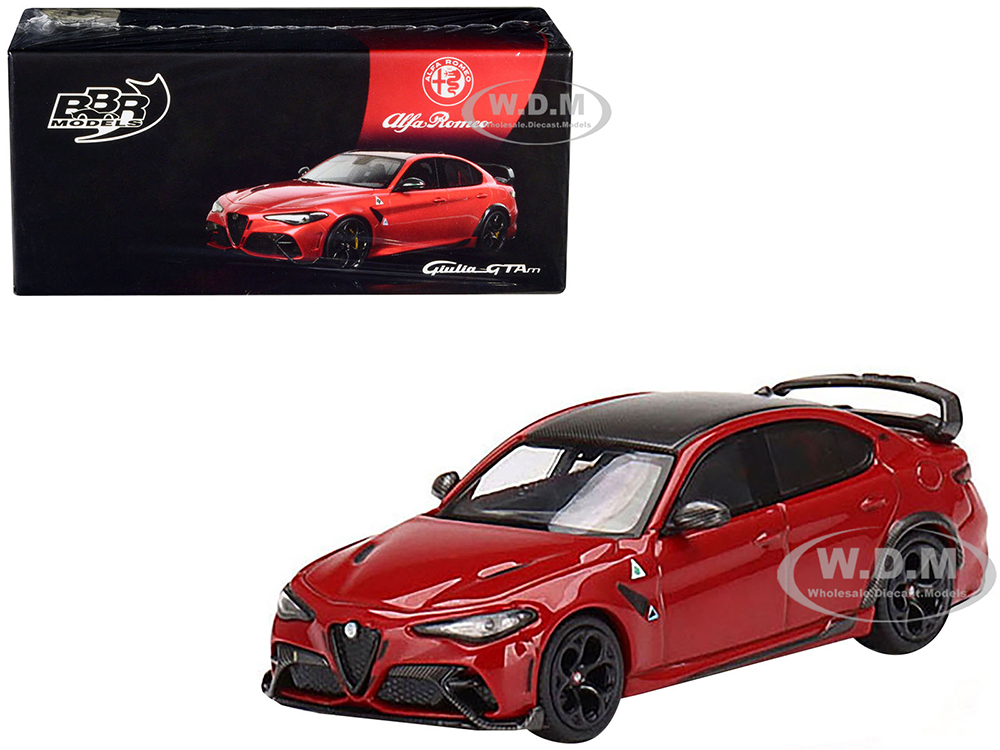 Alfa Romeo Giulia GTAm Rosso GTA Red with Carbon Top 1/64 Diecast Model Car by BBR