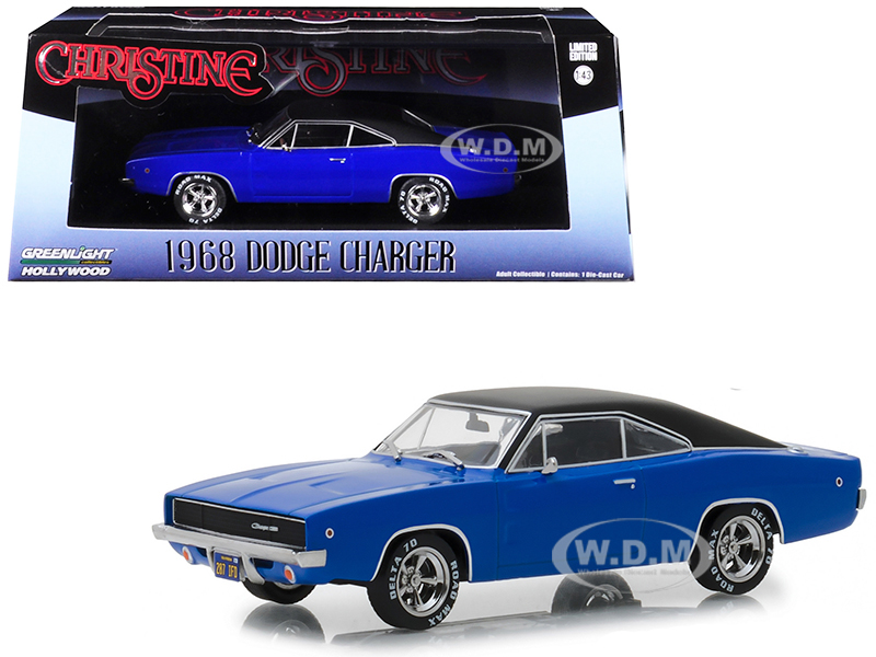 1968 Dodge Charger (Dennis Guilders) Blue with Black Top "Christine" (1983) Movie 1/43 Diecast Model Car by Greenlight