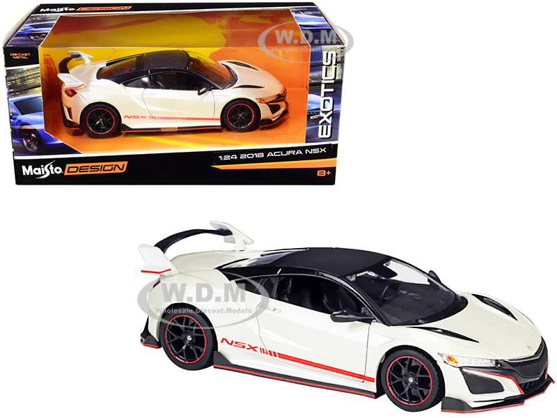 2018 Acura NSX Pearl White with Carbon Top Exotics 1/24 Diecast Model Car by Maisto