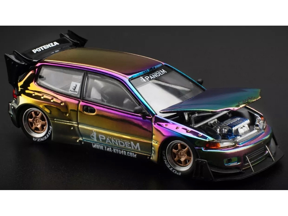 Pandem Civic EG6 RHD (Right Hand Drive) Magic Chrome "Indonesia Diecast Expo 2024 Exclusive" 1/64 Diecast Model Car by Pop Race