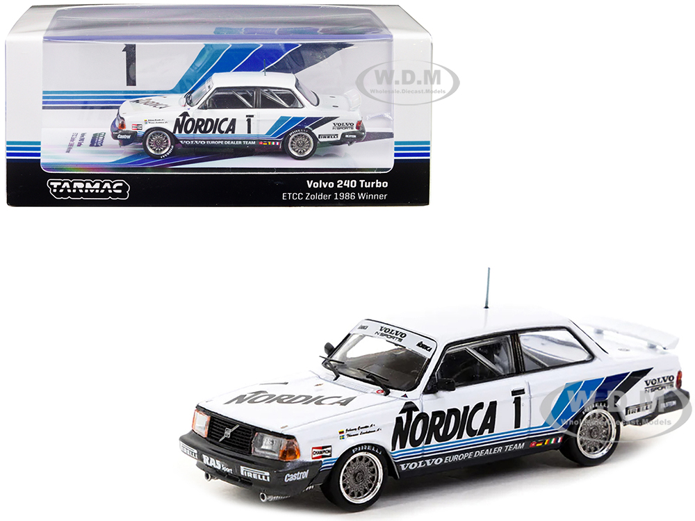 Volvo 240 Turbo 1 Johnny Cecotto - Thomas Lindstrom Winner "ETCC Zolder" (1986) "Hobby64" Series 1/64 Diecast Model Car by Tarmac Works