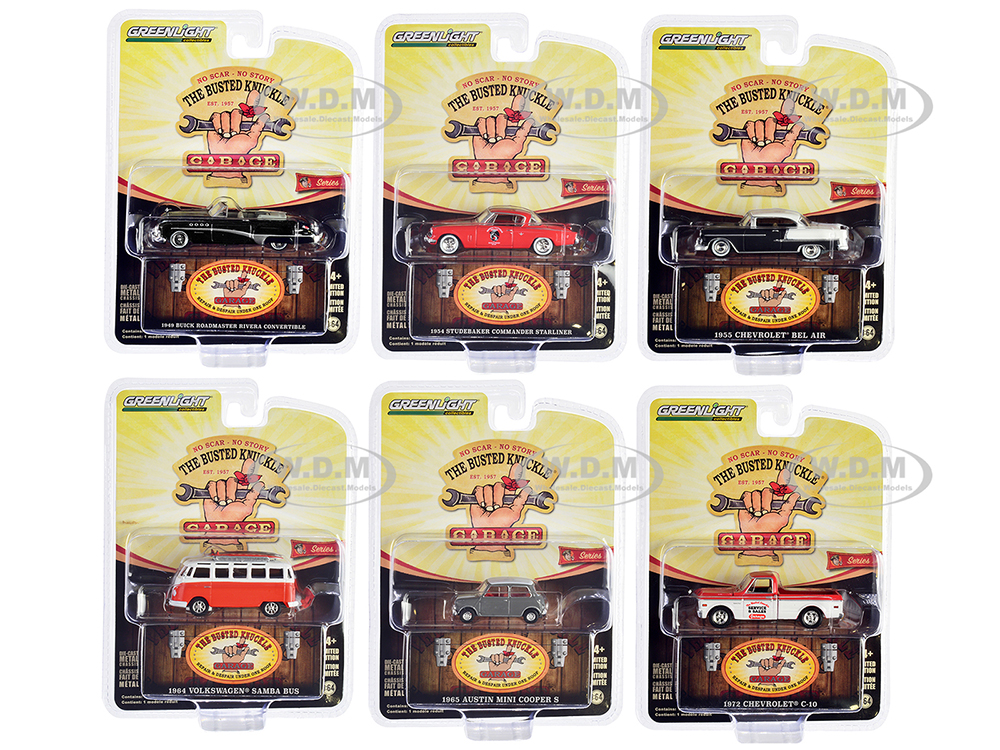 "Busted Knuckle Garage" Series 2 6 piece Set 1/64 Diecast Model Cars by Greenlight