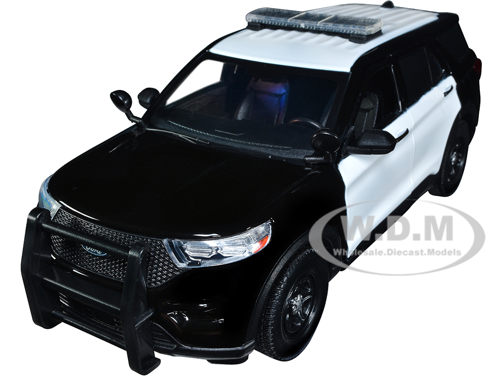 2022 Ford Police Interceptor Utility Unmarked Black and White 1/24 Diecast Model Car by Motormax