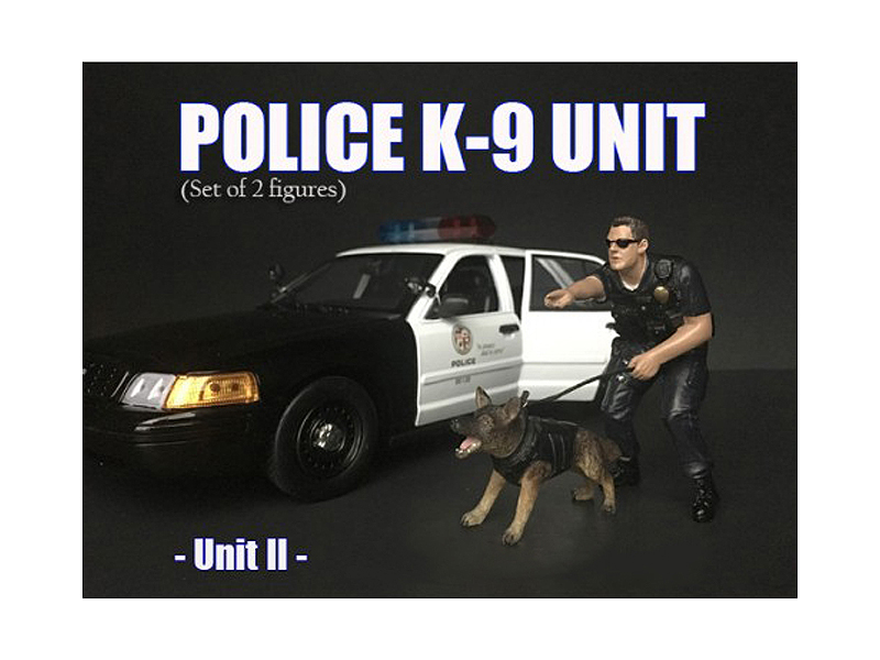 Police Officer Figure with K9 Dog Unit II for 1/24 Scale Models by American Diorama