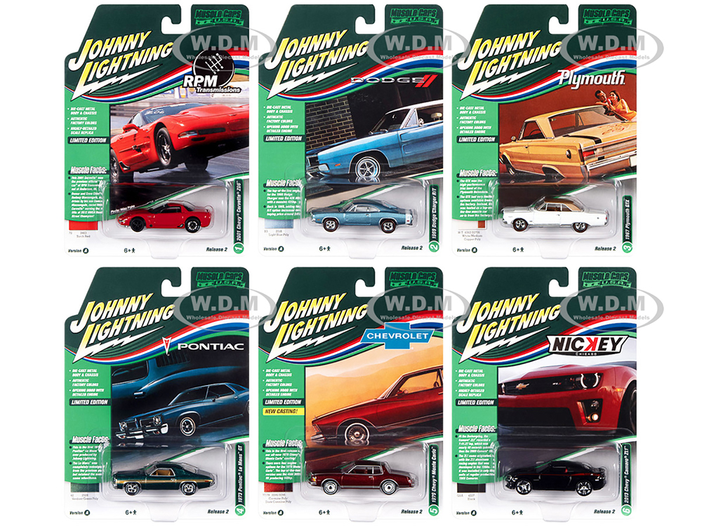 "Muscle Cars USA" 2022 Set A of 6 pieces Release 2 1/64 Diecast Model Cars by Johnny Lightning