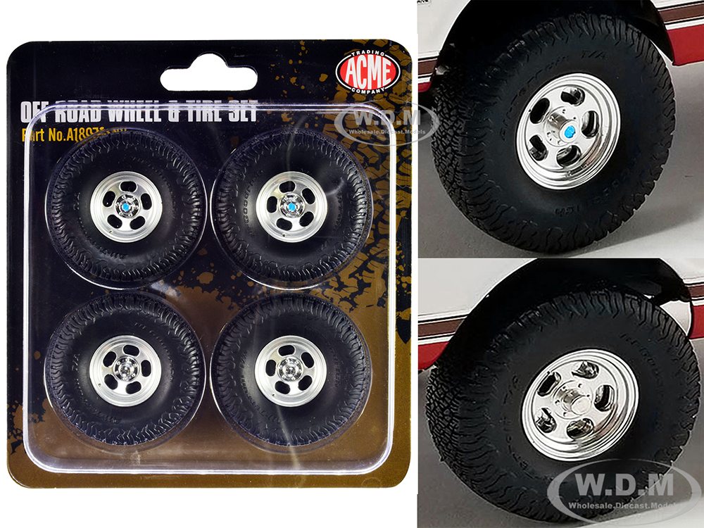 Off Road Wheels and Tires Set of 4 pieces from "1972 Chevrolet K-10 4x4" for 1/18 Scale Models by ACME