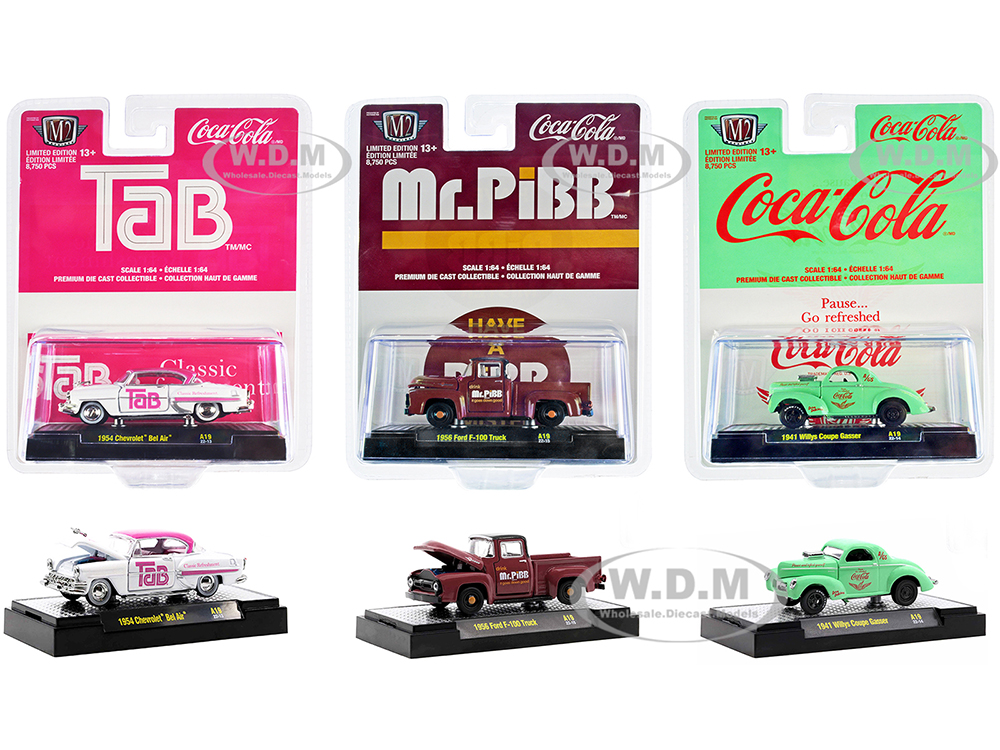 Sodas Set Of 3 Pieces Release 19 Limited Edition To 8750 Pieces Worldwide 1/64 Diecast Model Cars By M2 Machines