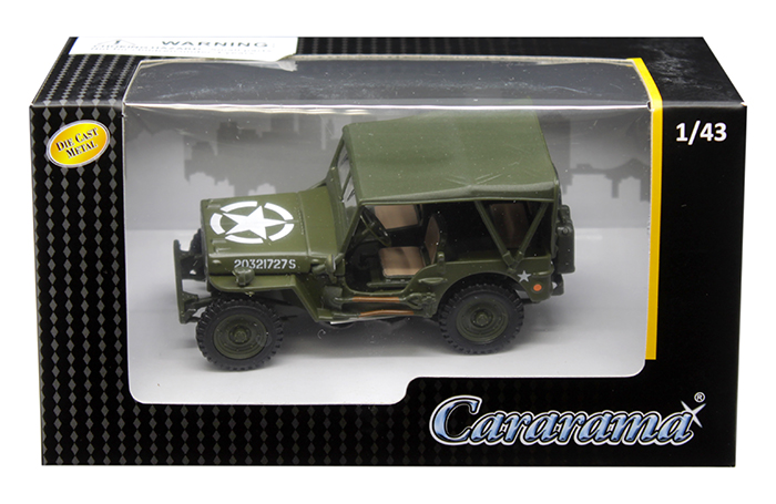 Image of 1/4 Ton Military Vehicle Soft Top Green 1/43 Diecast Model Car by Cararama