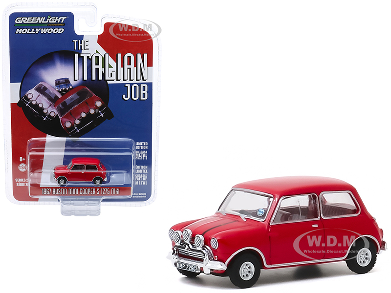 1967 Austin Mini Cooper S 1275 MkI Red "The Italian Job" (1969) Movie "Hollywood Series" Release 28 1/64 Diecast Model Car by Greenlight