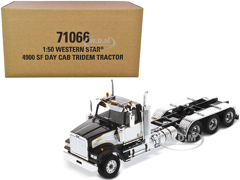 Western Star 4900 SF Tridem Day Cab Truck Tractor Black Transport Series 1/50 Diecast Model By Diecast Masters