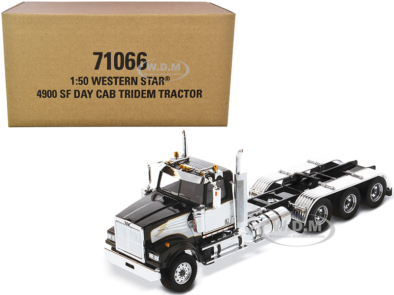 Western Star 4900 SF Tridem Day Cab Truck Tractor Black Transport Series 1/50 Diecast Model by Diecast Masters