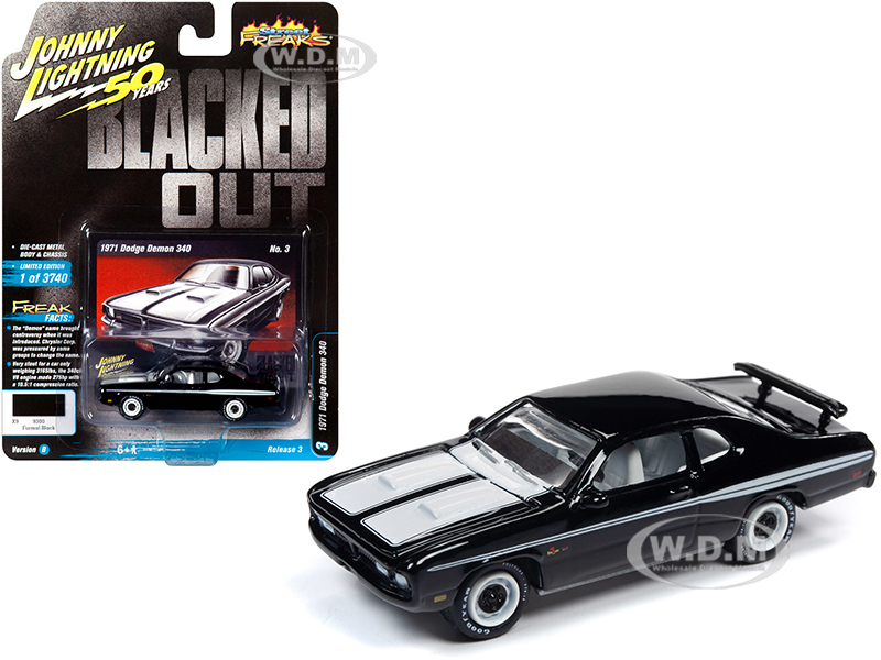 1971 Dodge Demon 340 Black With White Stripes "blacked Out" "johnny Lightning 50th Anniversary" Limited Edition To 3740 Pieces Worldwide 1/64 Diecast