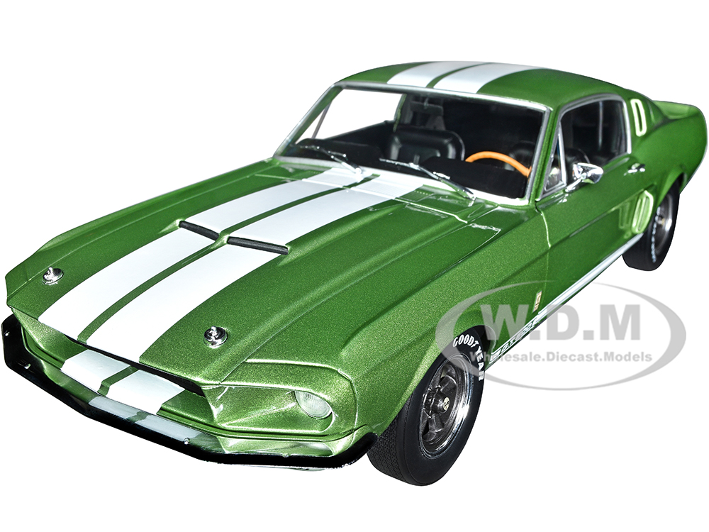 1967 Shelby GT500 Lime Green Metallic with White Stripes 1/18 Diecast Model Car by Solido