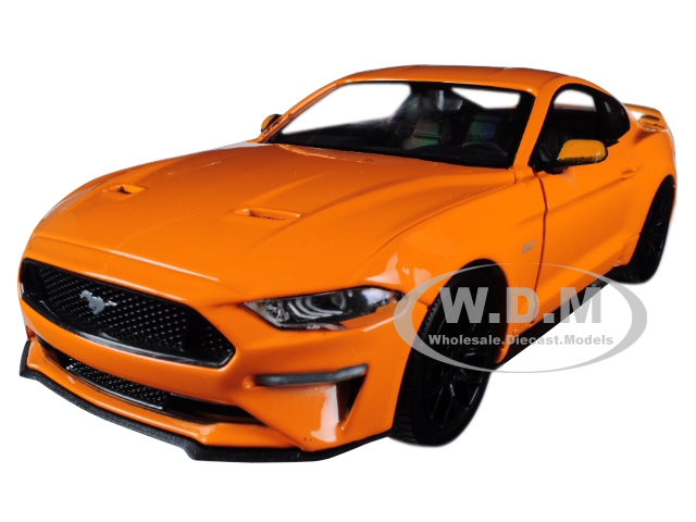 2018 Ford Mustang GT 5.0 Orange with Black Wheels 1/24 Diecast Model Car by Motormax