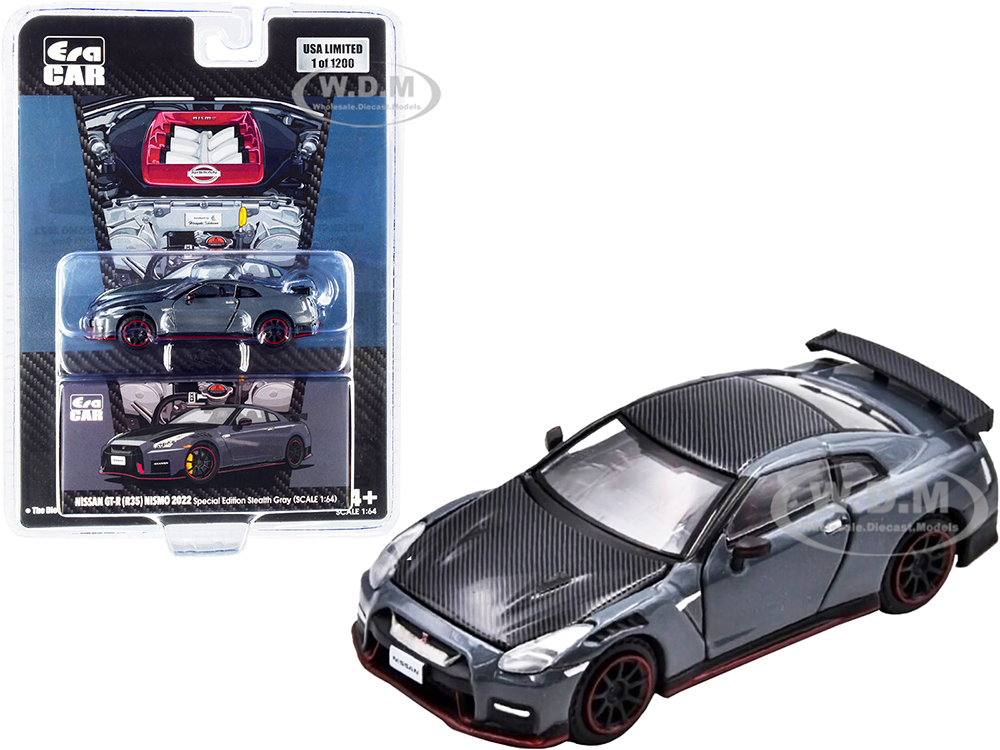 2022 Nissan GT-R (R35) Nismo RHD (Right Hand Drive) Stealth Gray Metallic and Carbon "Special Edition" Limited Edition to 1200 pieces 1/64 Diecast Mo
