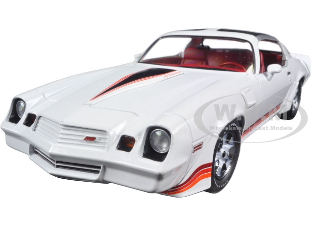 1981 Chevrolet Camaro Z/28 White With Red Stripes And Carmine Interior 1/18 Diecast Model Car By Greenlight