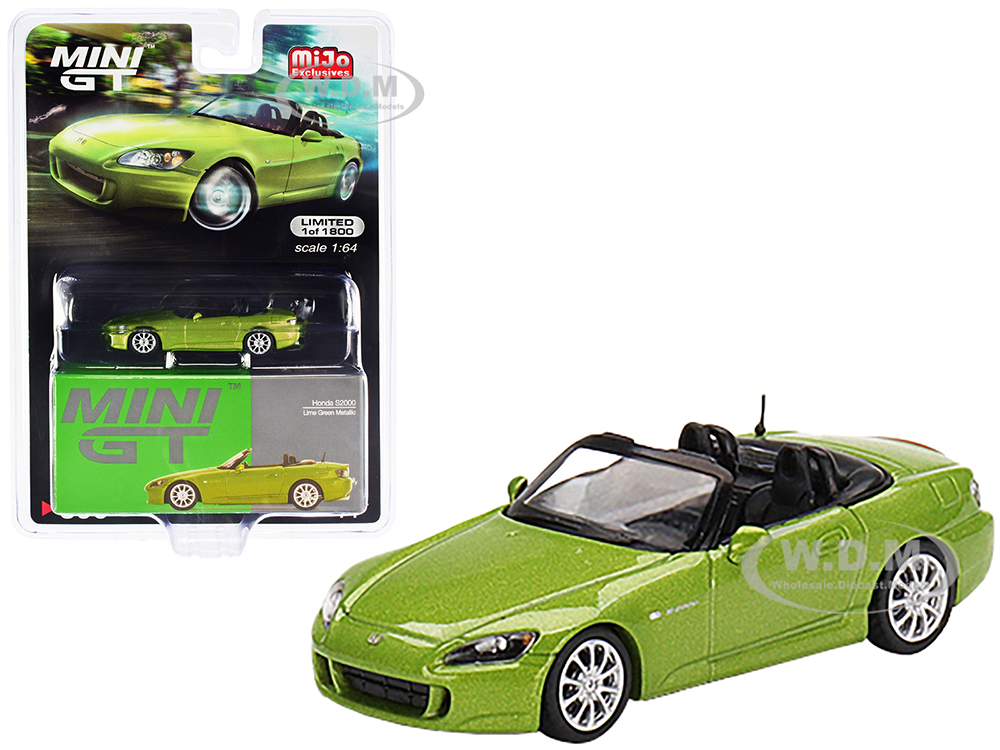 Honda S2000 (AP2) Convertible Lime Green Metallic Limited Edition to 1800 pieces Worldwide 1/64 Diecast Model Car by True Scale Miniatures