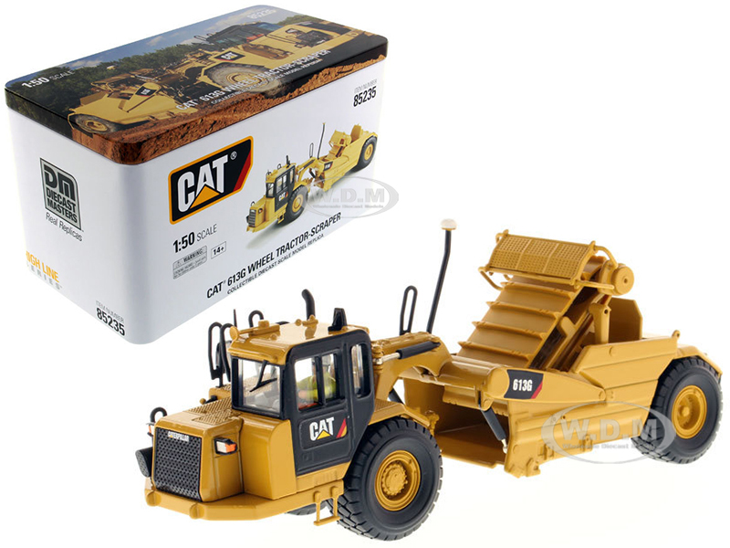 Image of CAT Caterpillar 613G Wheel Scraper with Operator "High Line Series" 1/50 Diecast Model by Diecast Masters