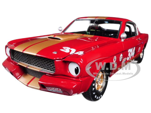Image of 1966 Ford Shelby Mustang GT350H 314 "Rent A Racer" Red with Gold Stripes Limited Edition to 606 pieces Worldwide 1/18 Diecast Model Car by Acme