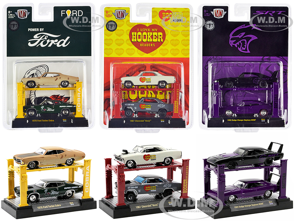 "Auto Lifts" Set of 6 pieces Series 24 Limited Edition to 5000 pieces Worldwide 1/64 Diecast Model Cars by M2 Machines