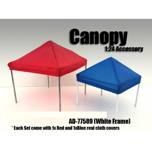 Image of Canopy Accessory Blue and Red with 1 White Frame 124 Scale by American Diorama