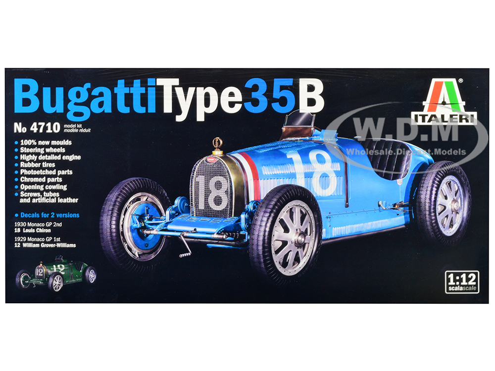 Skill 5 Model Kit Bugatti Type 35B 1/12 Scale Model by Italeri