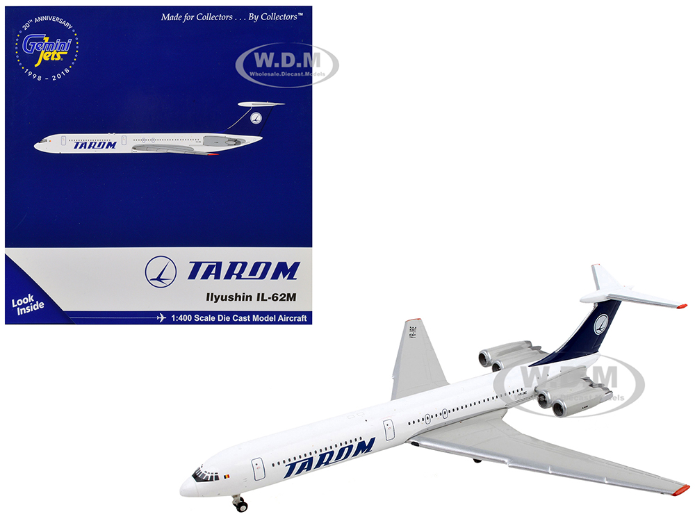 Ilyushin Il-62M Commercial Aircraft "TAROM" White with Blue Tail 1/400 Diecast Model Airplane by GeminiJets