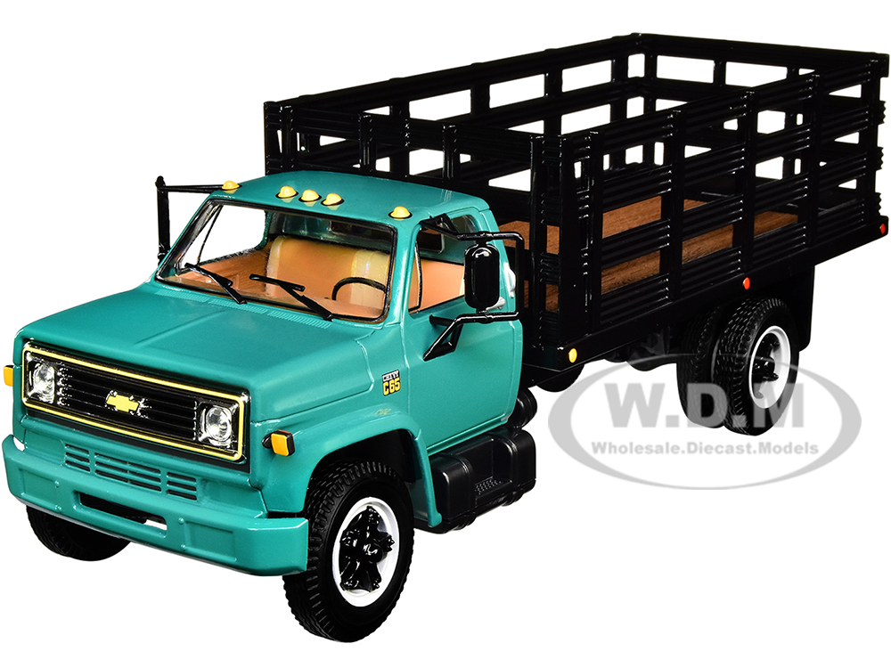 Chevrolet C65 Stake Truck Green and Black 1/34 Diecast Model by First Gear