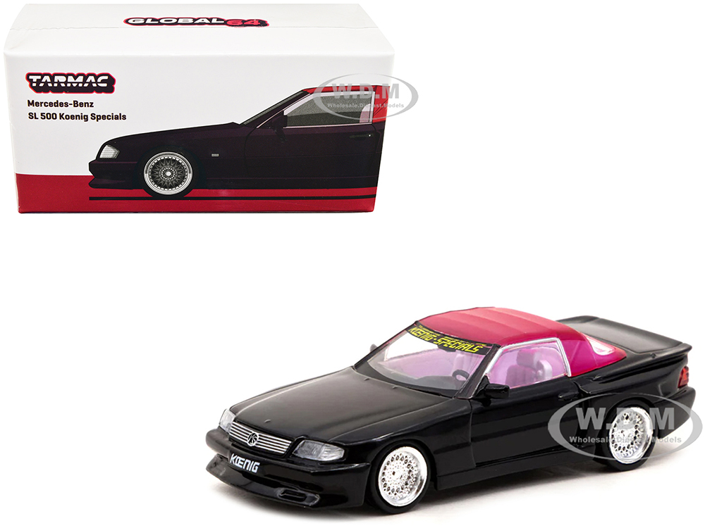 Mercedes-Benz SL 500 Koenig Specials Black with Red Top "Global64" Series 1/64 Diecast Model Car by Tarmac Works