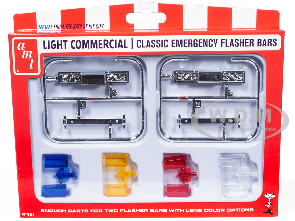 Skill 2 Model Kit Light Commercial Classic Emergency Flasher Bars Set of 10 pieces for 1/25 Scale Model by AMT