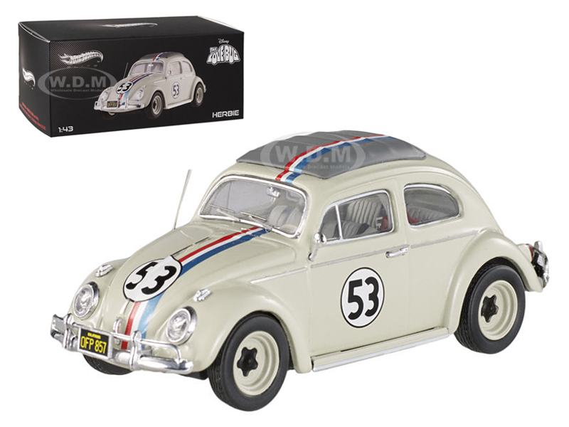 Image of 1962 Volkswagen Beetle "The Love Bug" Herbie 53 Elite Edition 1/43 Diecast Car Model by Hotwheels