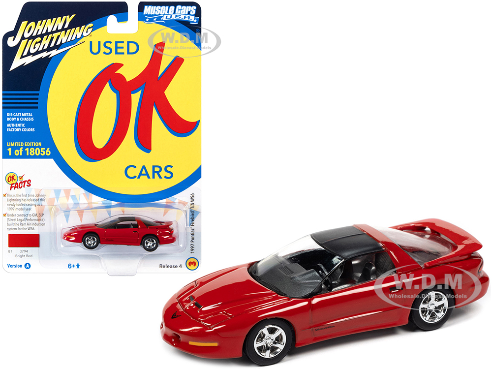 1997 Pontiac Firebird T/A Trans Am WS6 Bright Red with Matt Black Top "OK Used Cars" Series Limited Edition to 18056 pieces Worldwide 1/64 Diecast Mo