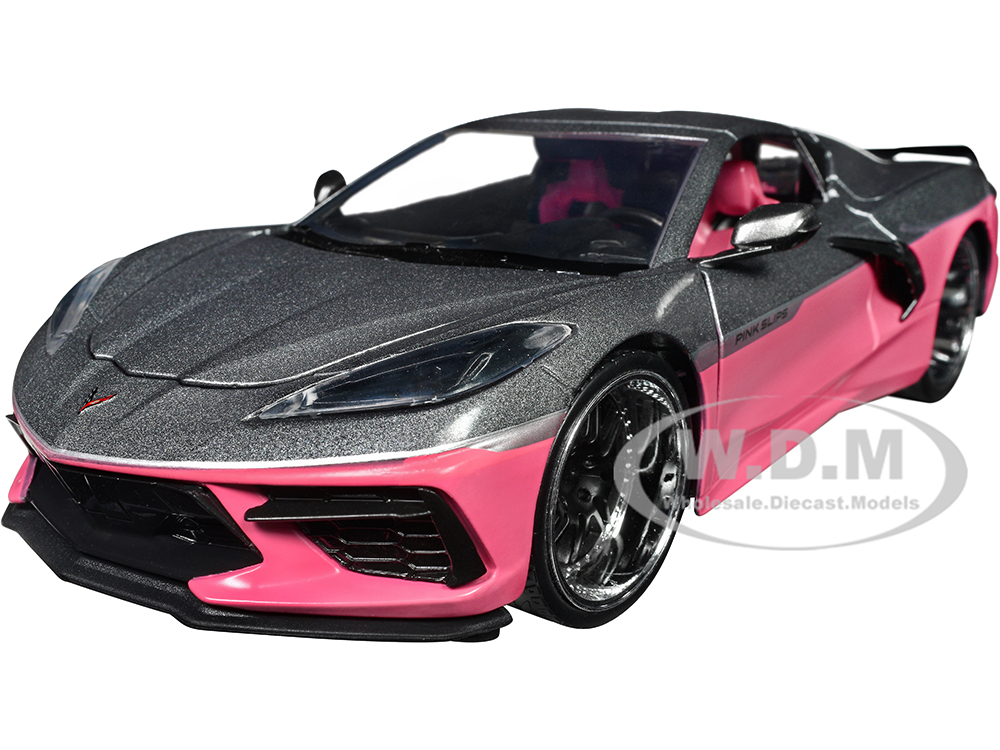 2020 Chevrolet Corvette Gray Metallic and Pink Pink Slips Series 1/24 Diecast Model Car by Jada