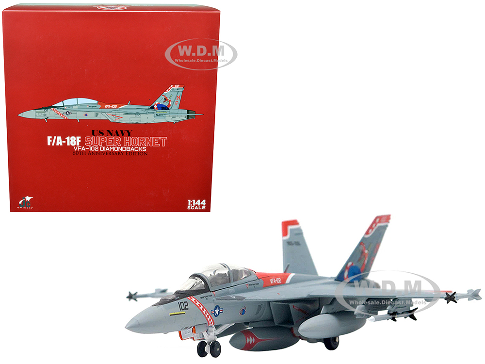 Boeing F/A-18F Super Hornet Fighter Aircraft "US Navy VFA-102 Diamondbacks 60th Anniversary Edition" (2015) 1/144 Diecast Model by JC Wings