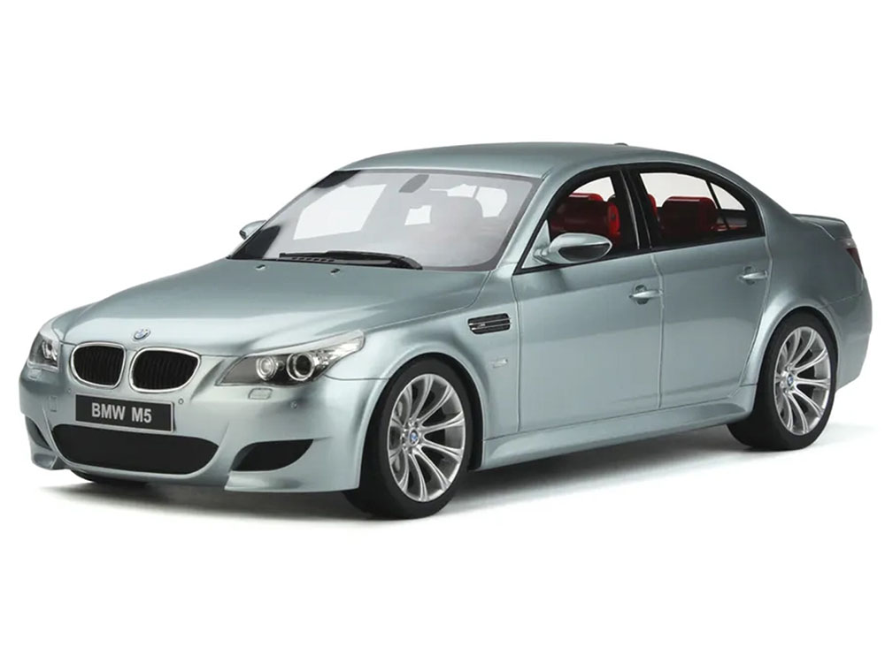 2008 BMW M5 E60 Phase 2 Silverstone Gray Metallic with Red Interior Limited Edition to 4000 pieces Worldwide 1/18 Model Car by Otto Mobile